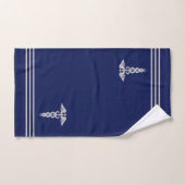 Silver Caduceus & Stripes op Navy Blue Bad Handdoek (Handdoek)