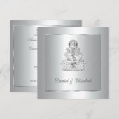 Silver Cake 25th Wedding Jubileum Party Kaart (Voorkant / Achterkant)