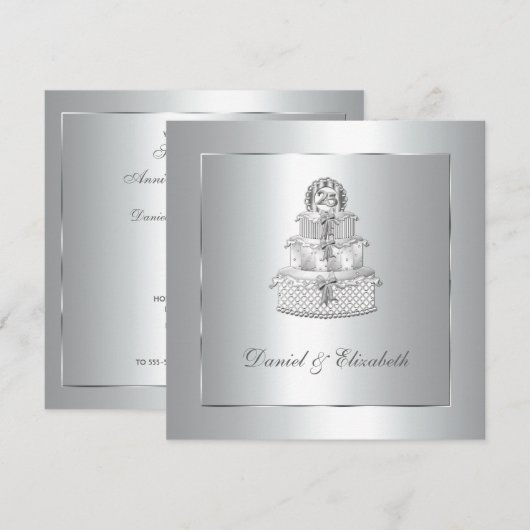 Silver Cake 25th Wedding Jubileum Party Kaart (Voorkant / Achterkant)