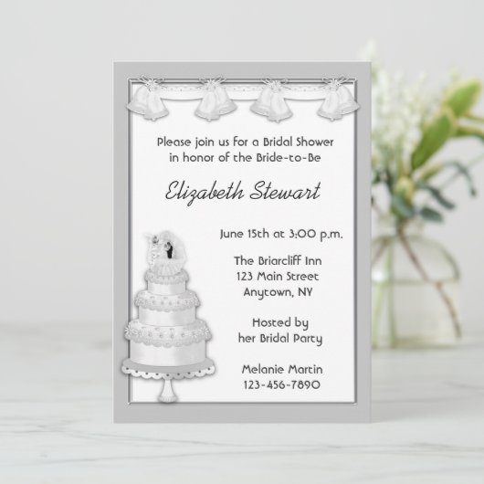 Silver Cake Invitation Kaart (Staand voorkant)