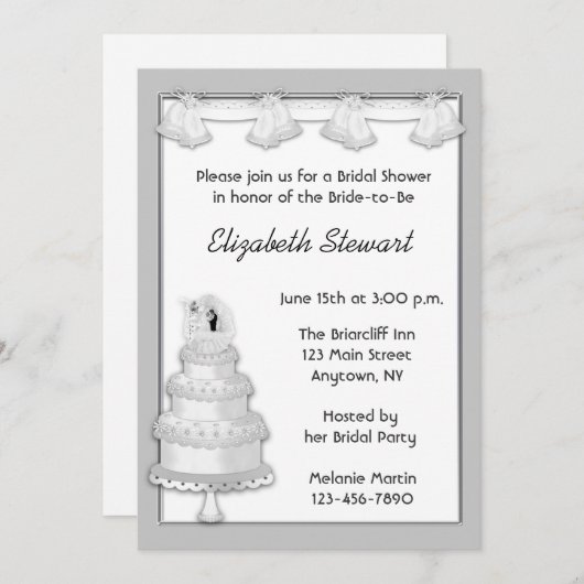 Silver Cake Invitation Kaart (Voorkant / Achterkant)