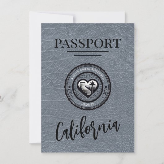 Silver California Passport Bewaar de datum Save The Date (Voorkant)