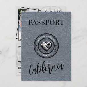 Silver California Passport Bewaar de datum Save The Date