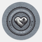 Silver California Passport Ronde Sticker (Voorkant)