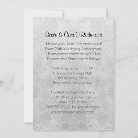 Silver Calla 25th Wedding Jubileum Kaart (Achterkant)