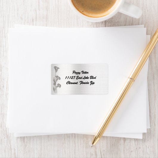 Silver Calla Lilies adresetiketten Etiket (Insitu)