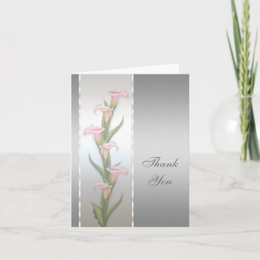 Silver Calla Lily Thank You Card Bedankkaart (Voorkant)