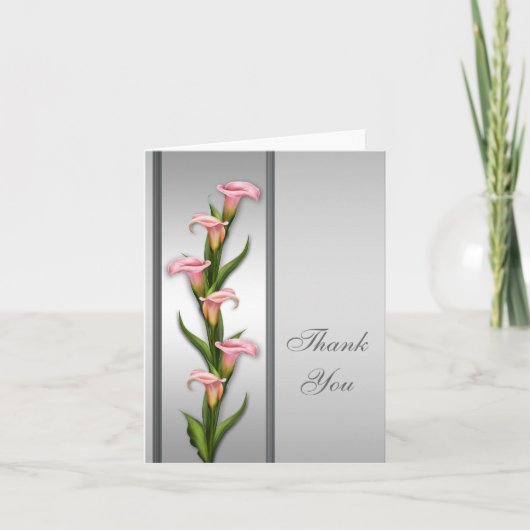 Silver Calla Lily Thank You Card Bedankkaart (Voorkant)