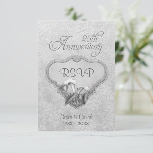 Silver Calla RSVP 25ste bruiloft Jubileum (Staand voorkant)