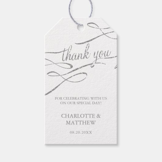 Silver Calligraphy Hartelijk dank voor de voordele Cadeaulabel (Voorkant)