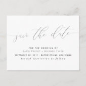 Silver Calligraphy Modern Save the Date Aankondigingskaart (Voorkant)