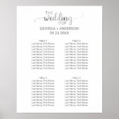 Silver Calligraphy Small Wedding Seating Chart Poster (Voorkant)