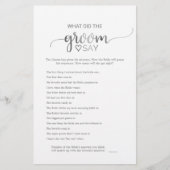 Silver Calligraphy What Do the Groom Say Game Flyer (Voorkant)