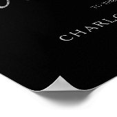 Silver Calligraphy | Zwarte welkomstbruiloft Poste Poster (Hoek)