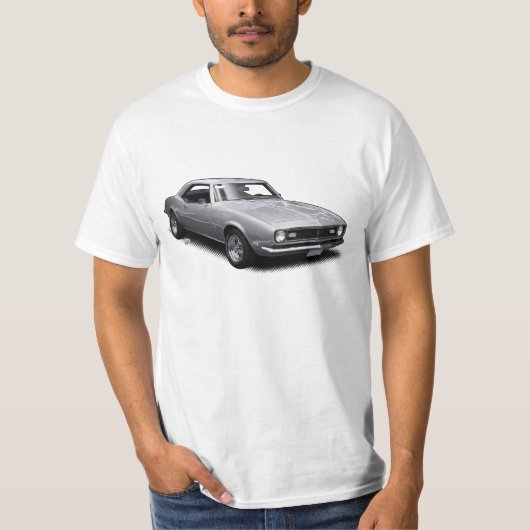 Silver Camaro op White T-Shirt (Voorkant)