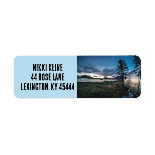SILVER  CAMPER LAKE RETURN ADRES ETIKETTERING ETIKET (Voorkant)