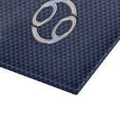 Silver Cancer Sign on Navy Blue Carbon Fiber Print Snijplank (Hoek)