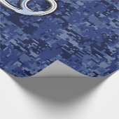 Silver Cancer Zodiac Sign Navy Blue Digital Camo Cadeaupapier (Hoek)