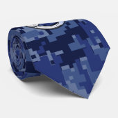 Silver Cancer Zodiac Sign Navy Blue Digital Camo Stropdas (Opgerold)