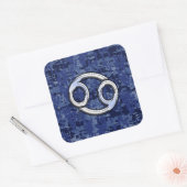 Silver Cancer Zodiac Sign Navy Blue Digital Camo Vierkante Sticker (Envelop)