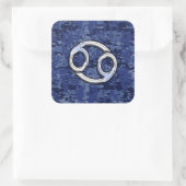 Silver Cancer Zodiac Sign Navy Blue Digital Camo Vierkante Sticker (Tas)