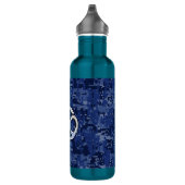 Silver Cancer Zodiac Sign Navy Blue Digital Camo Waterfles (Rechts)