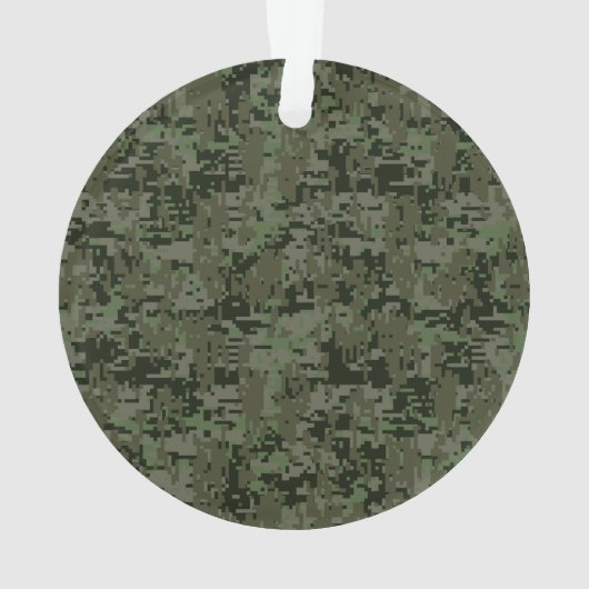 Silver Cancer Zodiac Sign on Green Digital Camo Ornament (achterkant)