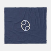Silver Cancer Zodiac Symbol Navy Carbon Fiber Fleece Deken (Voorkant (Horizontaal))