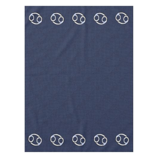 Silver Cancer Zodiac Symbol Navy Carbon Fiber Tafelkleed (Voorkant)