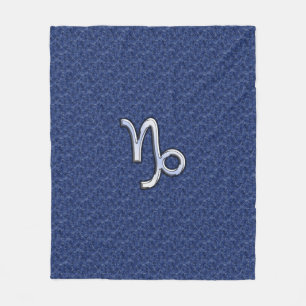 Silver Capricorn Zodiabol Blue Camouflage Fleece Deken