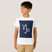 Silver Capricorn Zodiac Sign Blue Carbon Style T-shirt (Voorkant volledig)