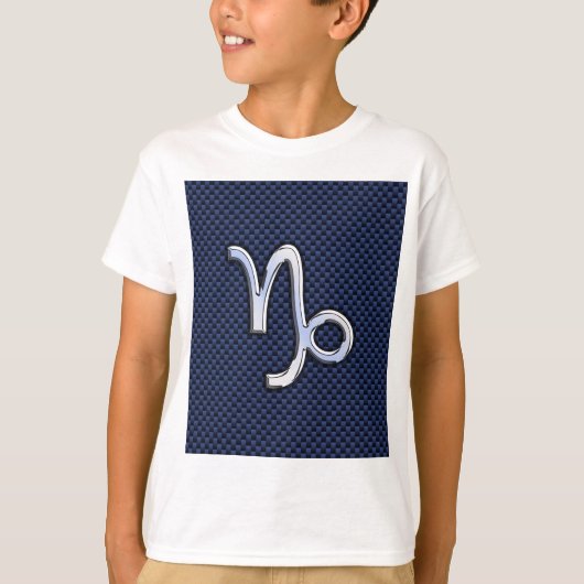 Silver Capricorn Zodiac Sign Blue Carbon Style T-shirt (Voorkant)