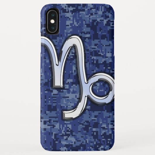 Silver Capricorn Zodiac Symbol Blue Camouflage Case-Mate iPhone Case (Achterkant)