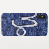 Silver Capricorn Zodiac Symbol Blue Camouflage Case-Mate iPhone Case (Achterkant (horizontaal))