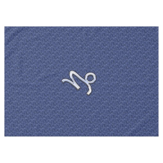 Silver Capricorn Zodiac Symbol Blue Camouflage Tafelkleed (Voorkant (Horizontaal))