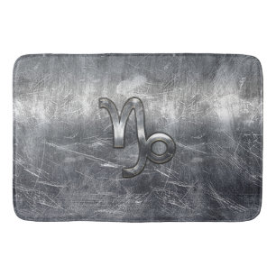 Silver Capricorn Zodiac Symbol Steel Style Badmat