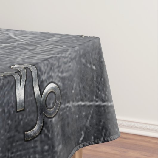 Silver Capricorn Zodiac Symbol Steel Style Tafelkleed (Voorbeeld)