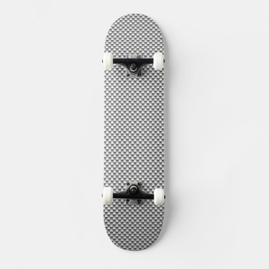 Silver Carbon Fiber Style Print Skateboard (Voorkant)