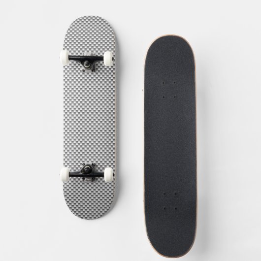 Silver Carbon Fiber Style Print Skateboard (Voorkant)