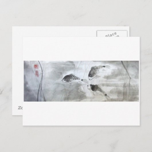 Silver Carp Fish Briefkaart (Voorkant / Achterkant)