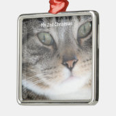 Silver Cat Mijn 2e kerstfoto Metalen Ornament (Links)