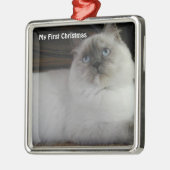 Silver Cat Mijn eerste kerstfoto-Ornamenten Metalen Ornament (Links)