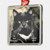 Silver Cat Mijn eerste kerstfoto-Ornamenten Metalen Ornament (Links)