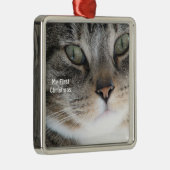 Silver Cat Mijn eerste kerstfoto-Ornamenten Metalen Ornament (Rechts)