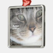 Silver Cat Mijn eerste kerstfoto-Ornamenten Metalen Ornament (Links)
