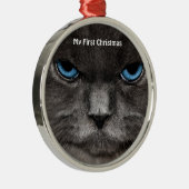 Silver Cat Mijn eerste kerstfoto-Ornamenten Metalen Ornament (Rechts)