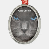 Silver Cat Mijn eerste kerstfoto-Ornamenten Metalen Ornament (Links)