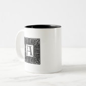 Silver Celtic "A" Monogram Tweekleurige Koffiemok (Voorkant links)