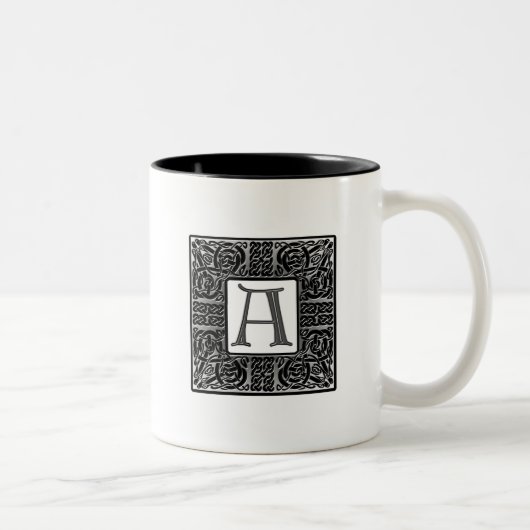 Silver Celtic "A" Monogram Tweekleurige Koffiemok (Rechts)
