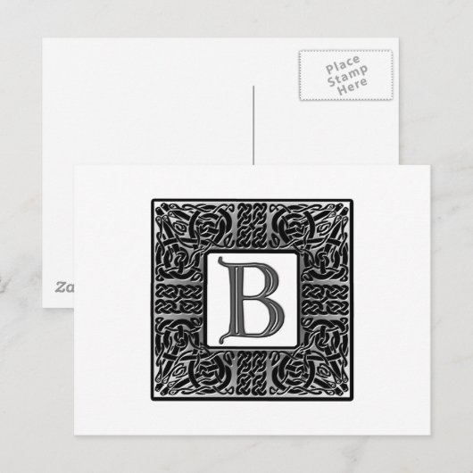 Silver Celtic "B" Monogram Briefkaart (Voorkant / Achterkant)